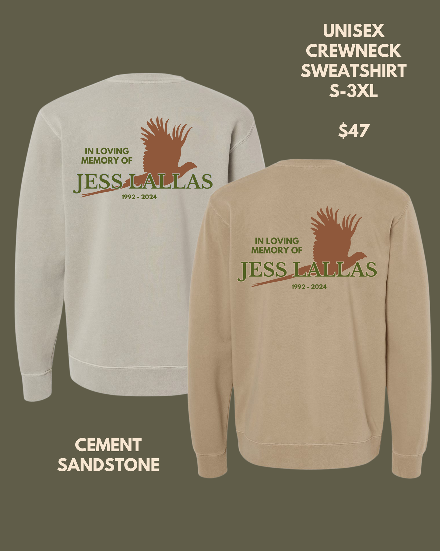 JESS LALLAS MEMORIAL APPAREL - UNISEX SWEATSHIRTS
