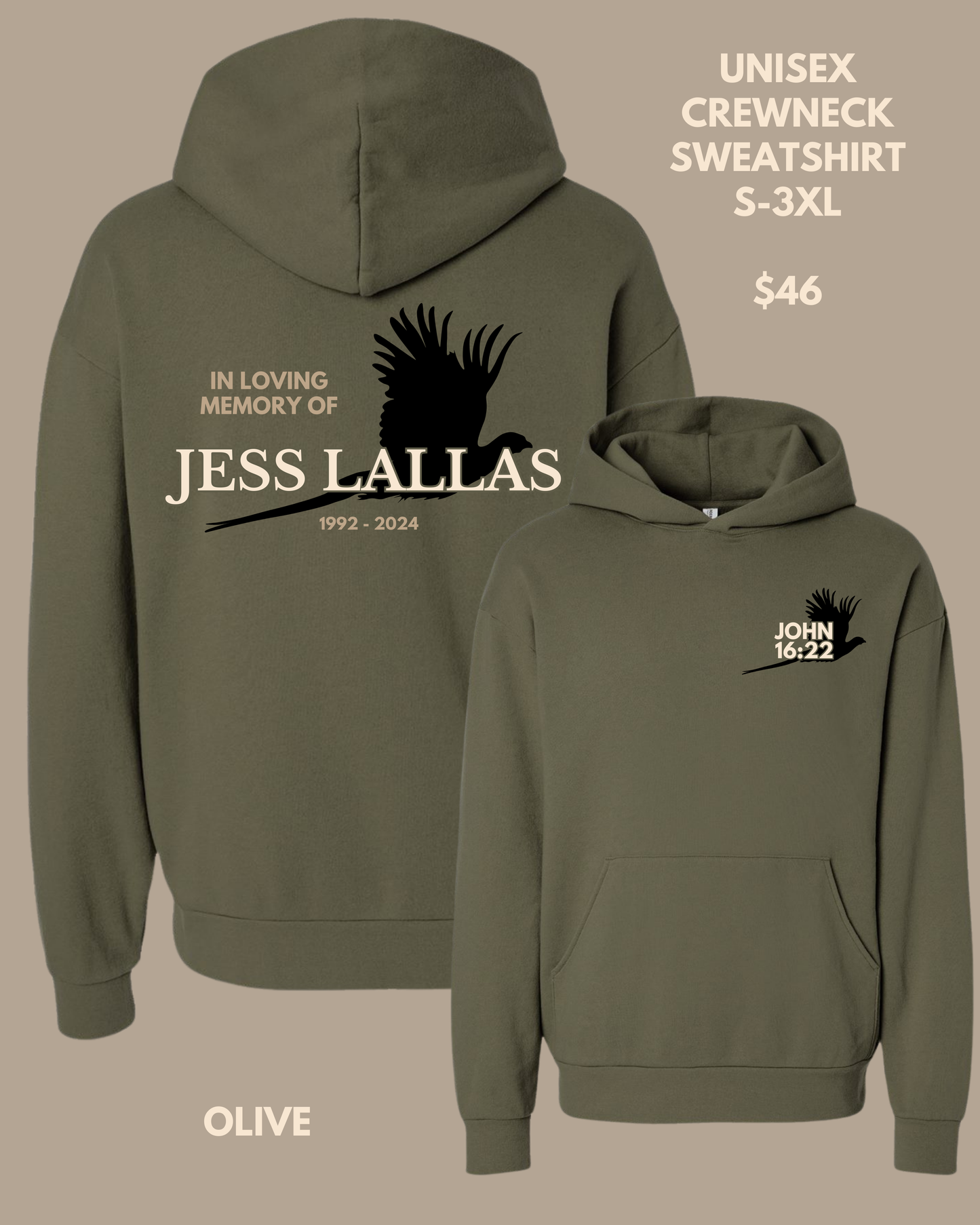 JESS LALLAS MEMORIAL APPAREL - UNISEX SWEATSHIRTS
