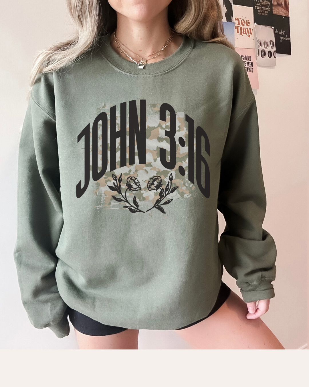 JOHN 3:16 FLORAL - SWEATSHIRT