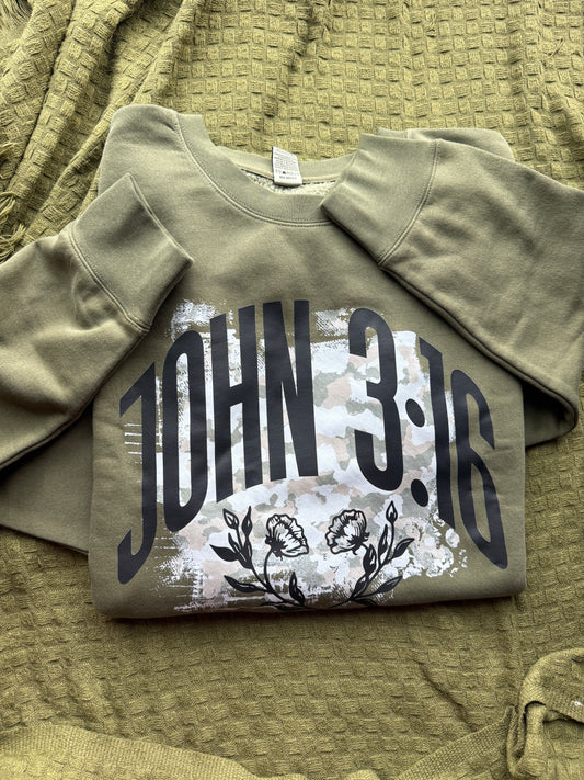 JOHN 3:16 FLORAL - SWEATSHIRT