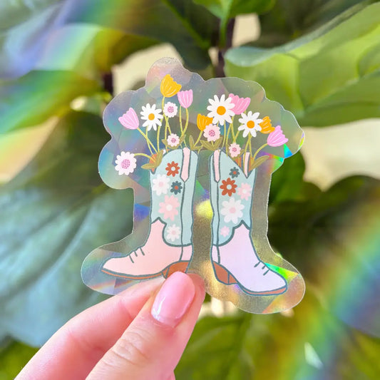 BOOTS & BOUQUETS -- SUNCATCHER STICKER