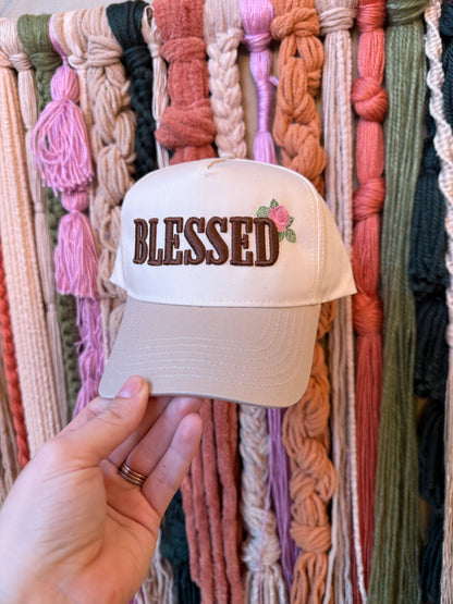BLESSED 🌹 - EMBROIDERED CANVAS HAT