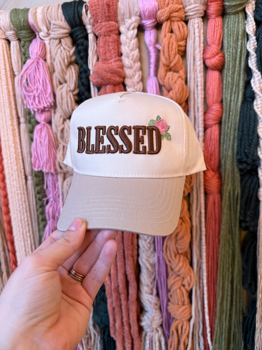 BLESSED 🌹 - EMBROIDERED CANVAS HAT