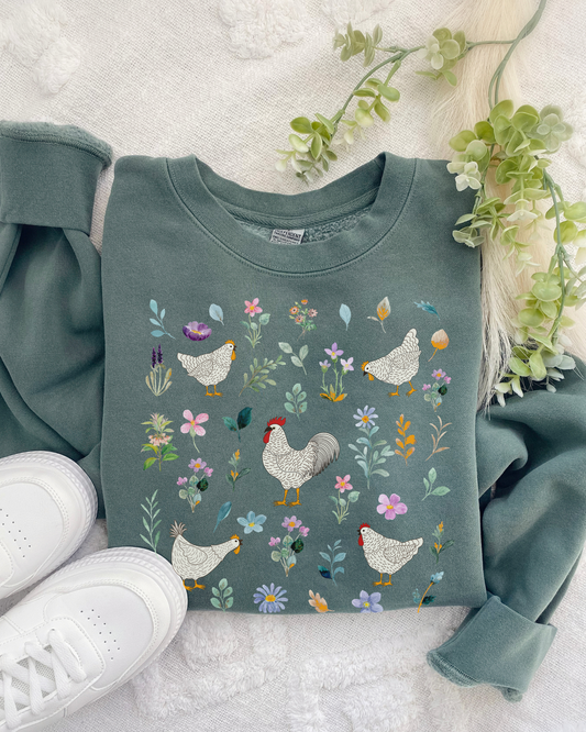 CHICKENS & PETALS - CREWNECK SWEATSHIRT