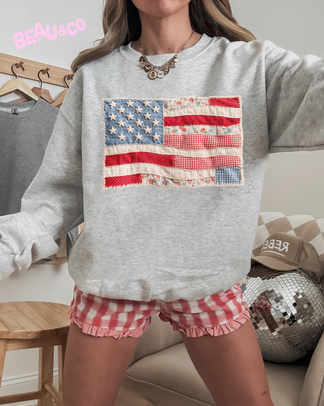 PATCHWORK USA FLAG - SWEATSHIRT