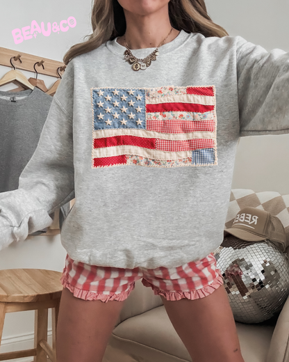 PATCHWORK USA FLAG - SWEATSHIRT