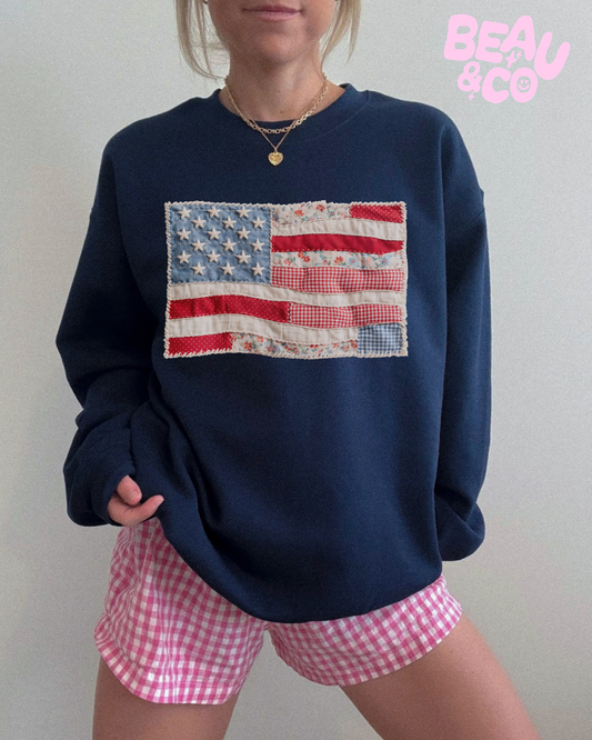 PATCHWORK USA FLAG - SWEATSHIRT