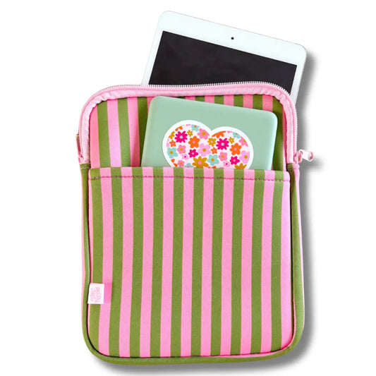GREEN & PINK STRIPES - READER SLEEVE