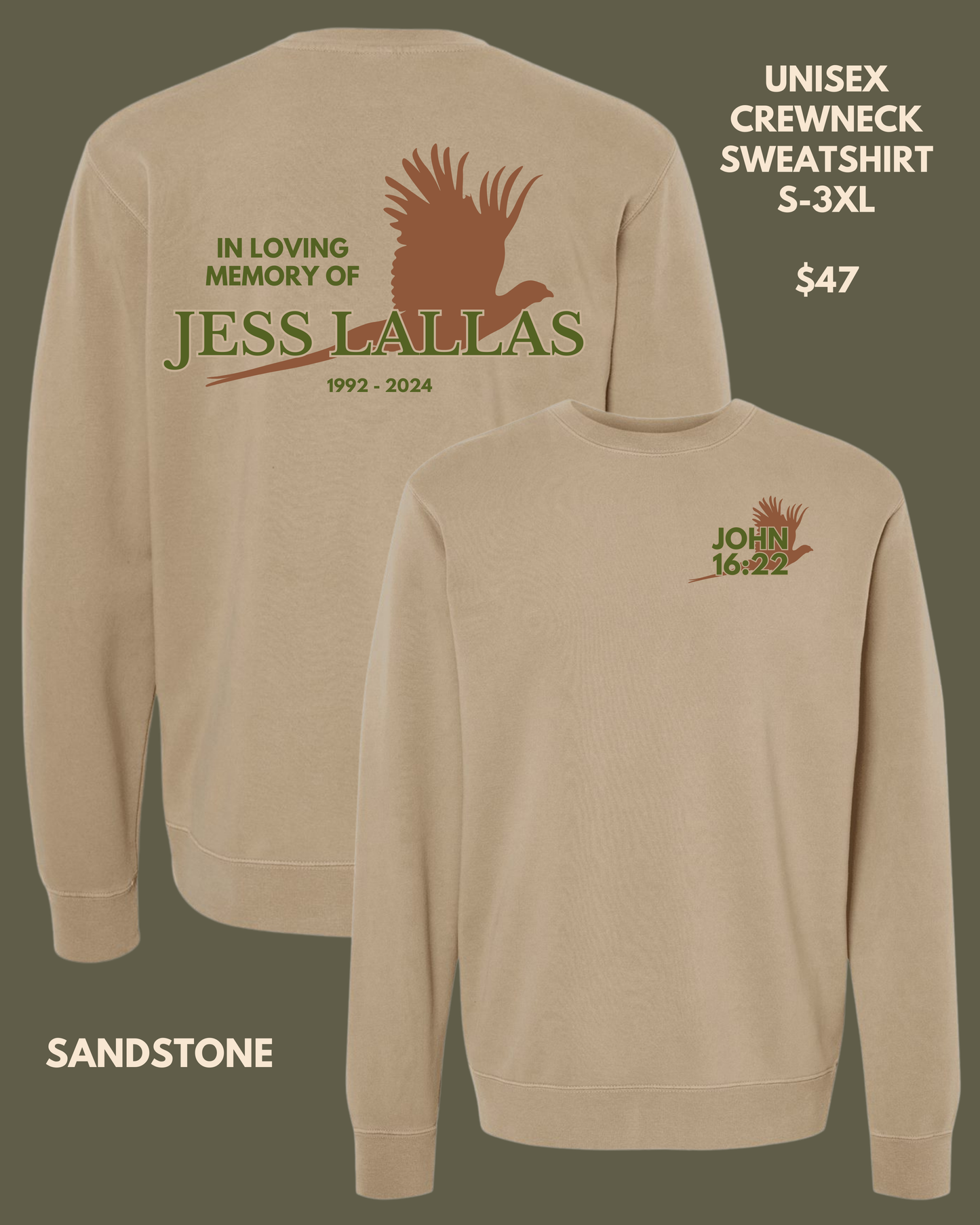 JESS LALLAS MEMORIAL APPAREL - UNISEX SWEATSHIRTS