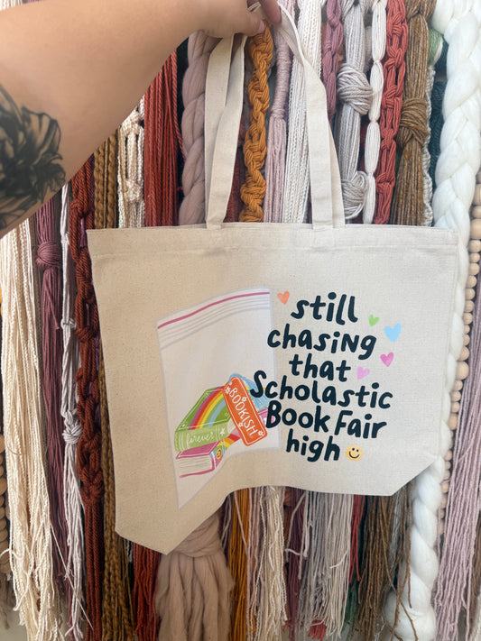 CHASING THAT BOOK FAIR HIGH - OVERSIZED TOTE BAG