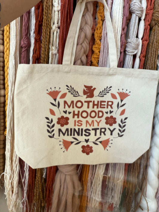 MOTHERHOOD IS MY MINISTRY - OVERSIZED TOTE BAG